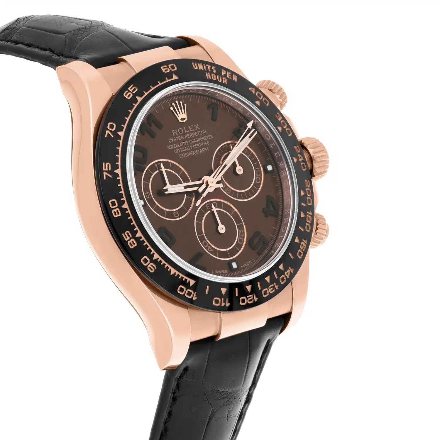 Rolex Daytona 116515 40mm Gold Chocolate Arabic Dial Leather Band 18k RoseWatch – image 6