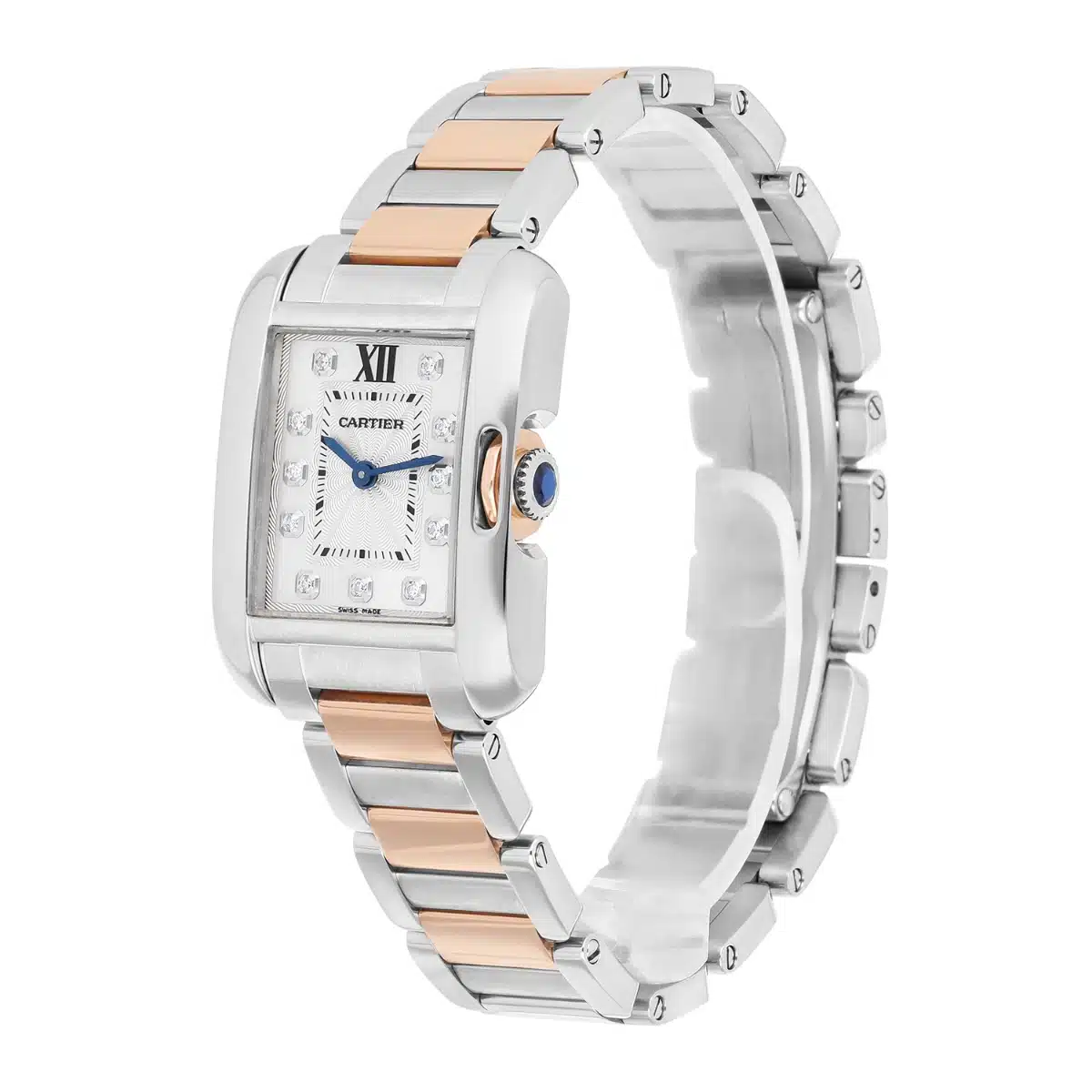 Cartier Tank Anglaise Two Tone Small Steel/Rose Gold Watch Diamond Dial Ladies WT100024 – image 4