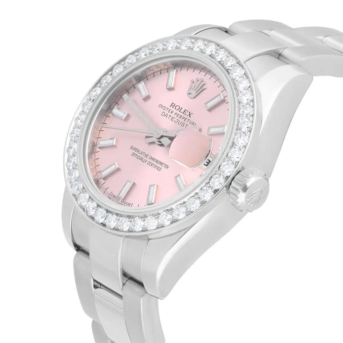 Rolex Datejust 179160 26 mm Pink Index Dial Diamond Bezel Oyster Band Steel Watch – image 3