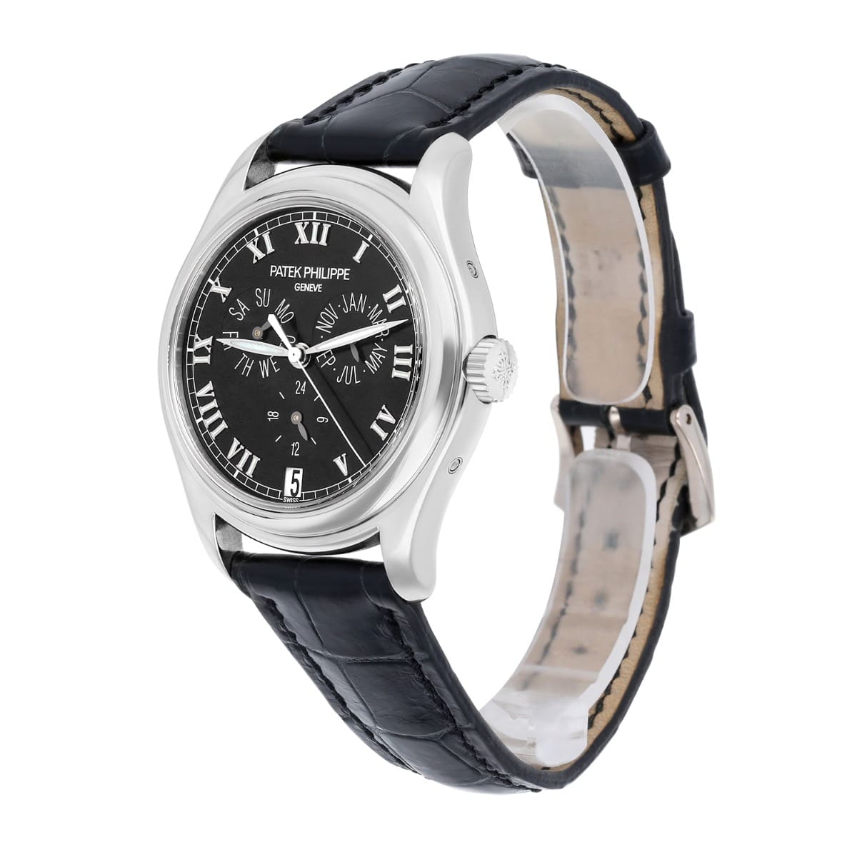 Patek Philippe Complications Annual Calendar White Gold Watch with Leather Band 5035G-010