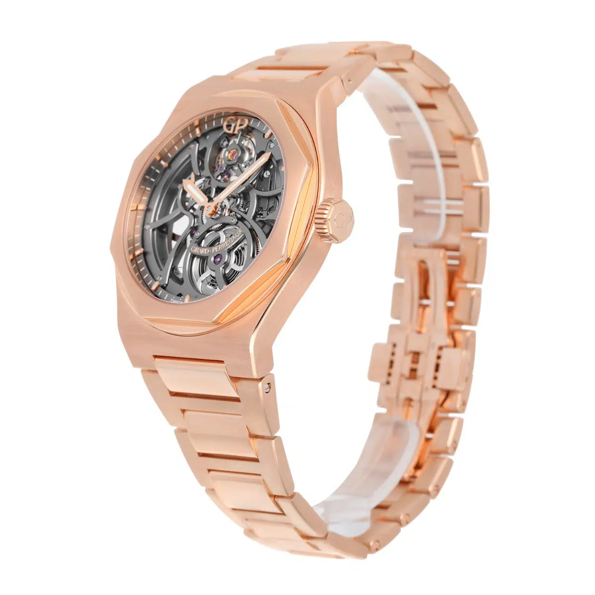 Girard Perregaux Laureato Skeleton Openworked Rose Gold Bracelet 81015 Watch B/P – image 5