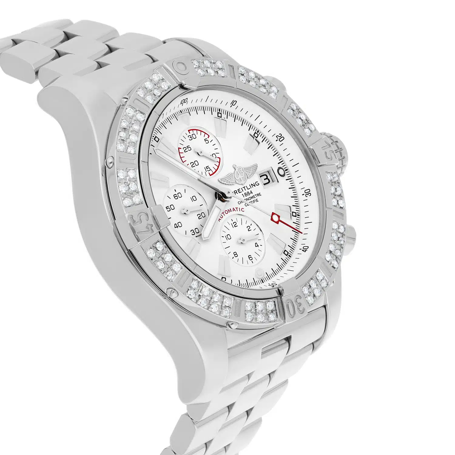Breitling Super Avenger SS Chronograph White Index 48mm Diamond Bezel A13370 – image 5