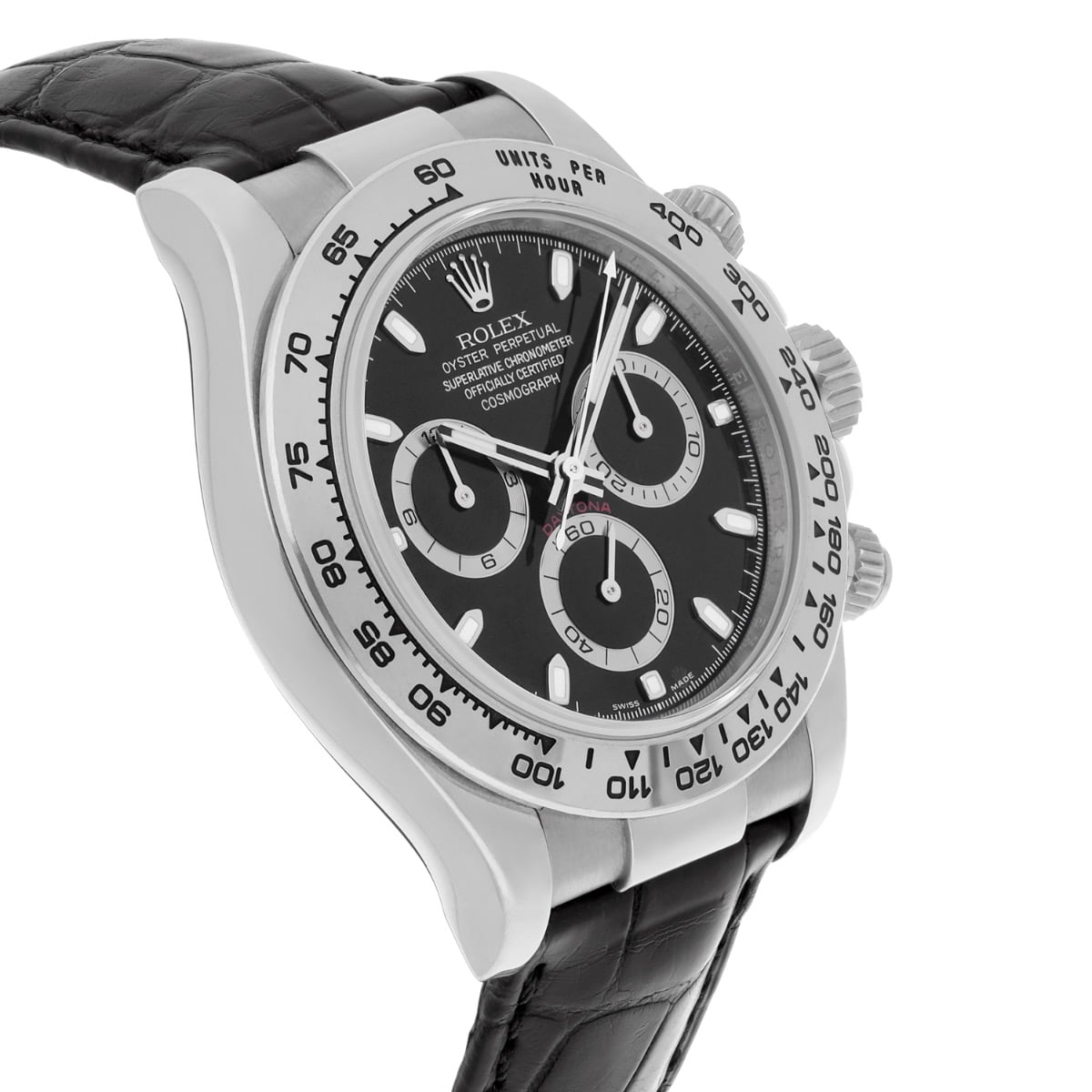 Rolex Cosmograph Daytona 116519 18k White Gold Mens Watch Strap Box Papers