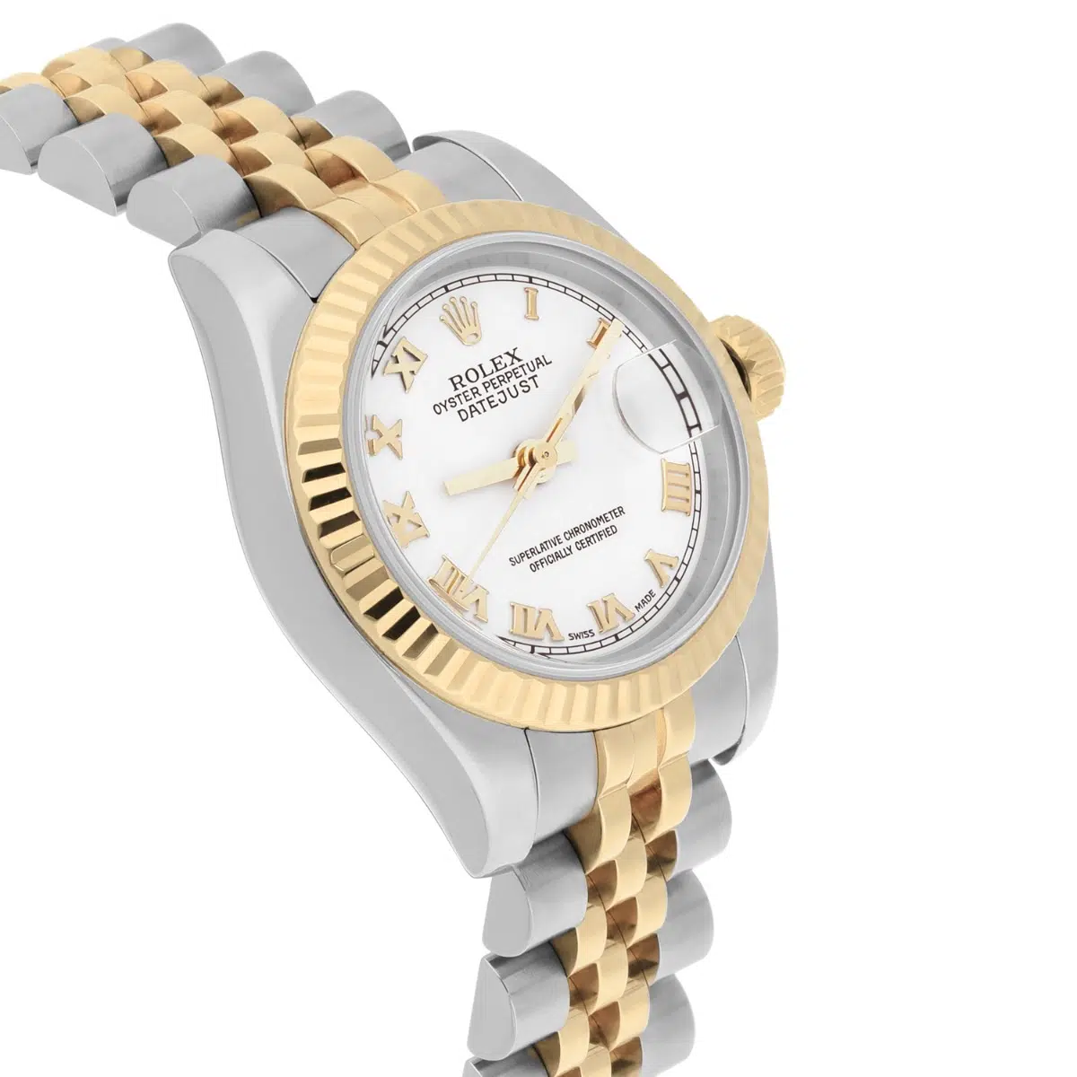 Rolex Datejust 26mm 179173 Two Tone Ladies Watch White Roman Dial Jubilee Band – image 5