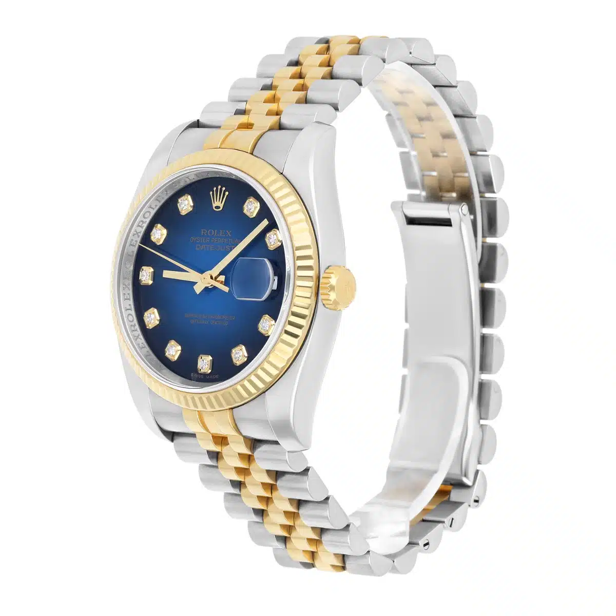 Rolex Datejust 36 Gold/Steel 116233 Blue Diamond Dial Jubilee Watch Box Papers – image 4