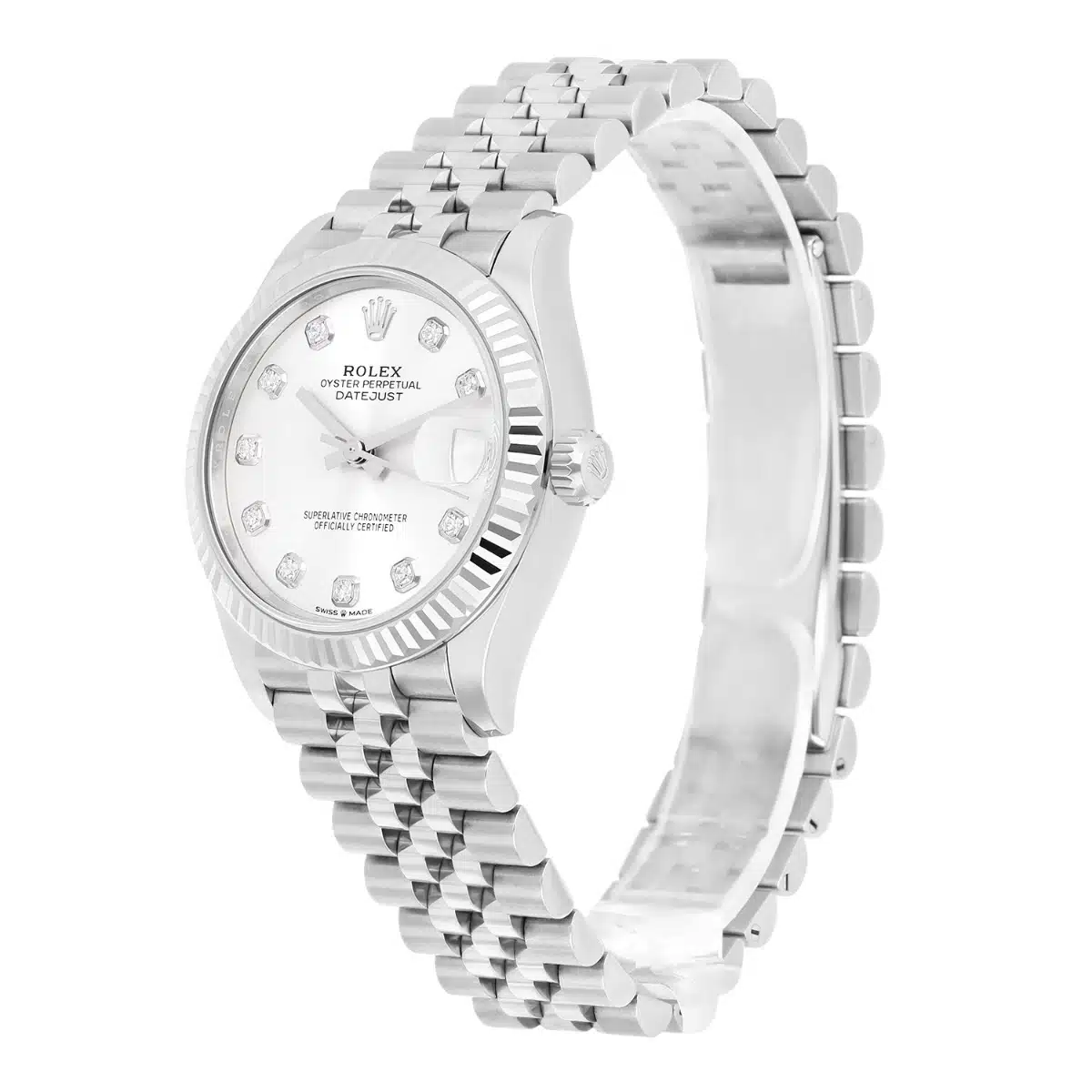 Rolex Datejust Ladies 278274 31mm Silver Diamond Dial Fluted Bezel Jubilee Band – image 4