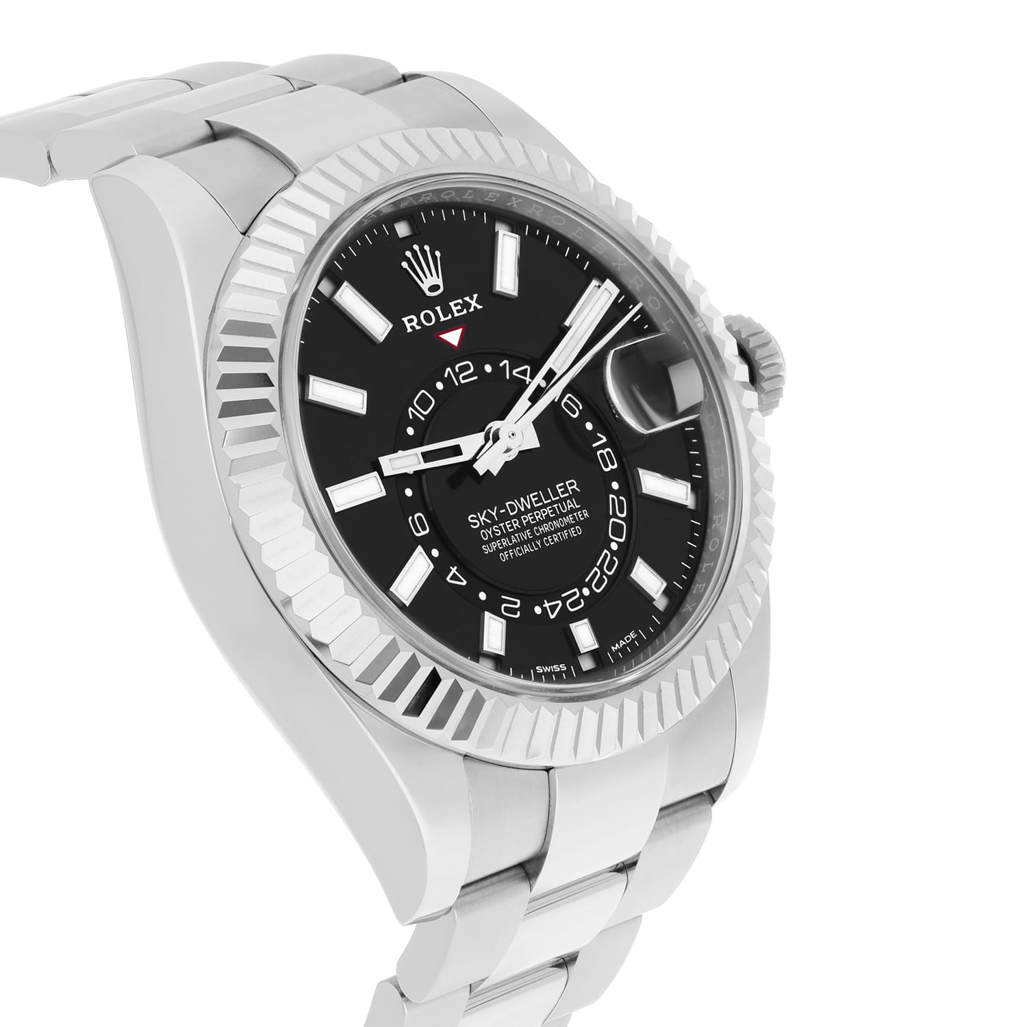 Rolex Sky-Dweller 326934-0005 42mm 18k White Gold Bezel Steel Watch Oyster Black 2023