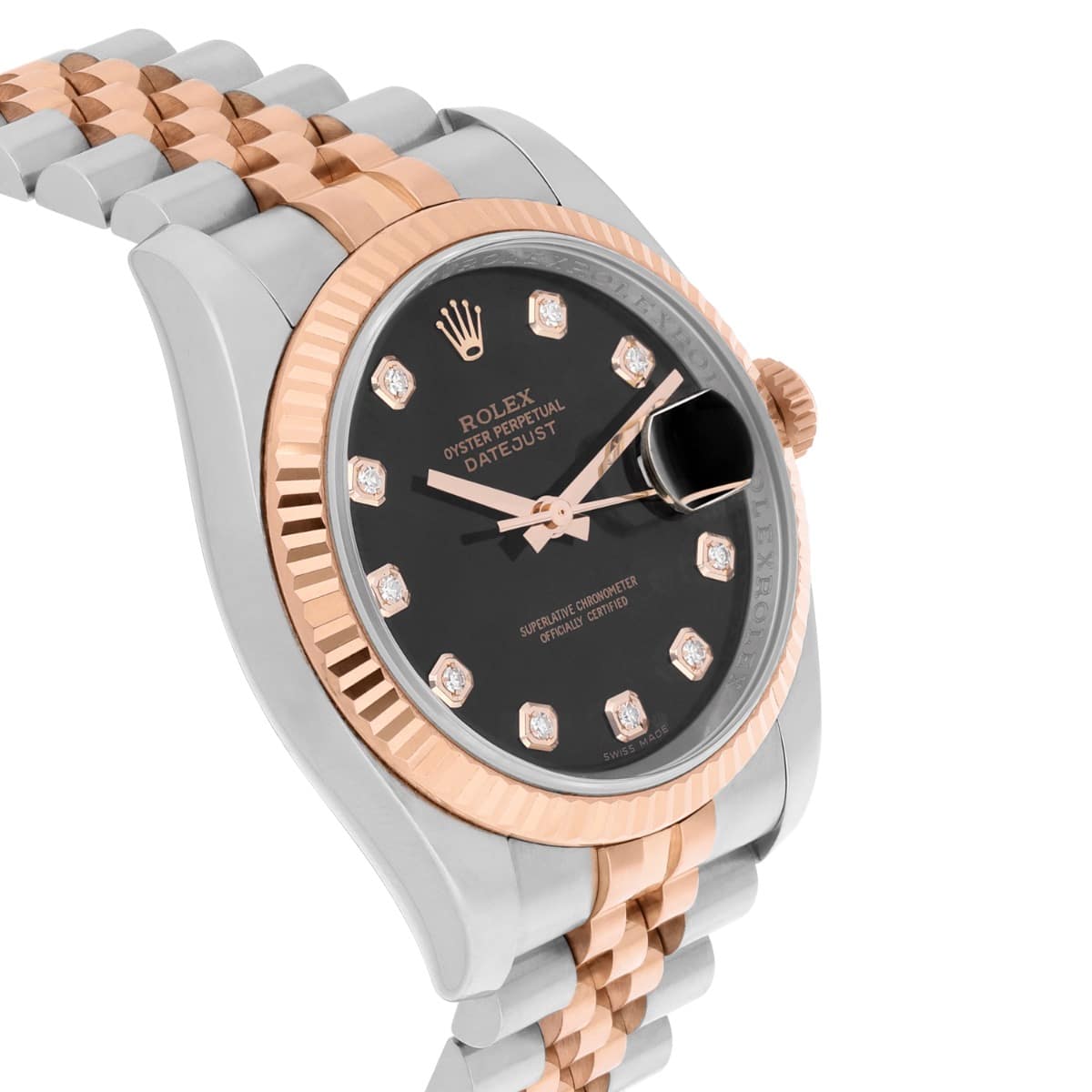 Rolex Datejust 36mm 116231 Black Diamond Dial Rose Gold & Stainless Steel Watch