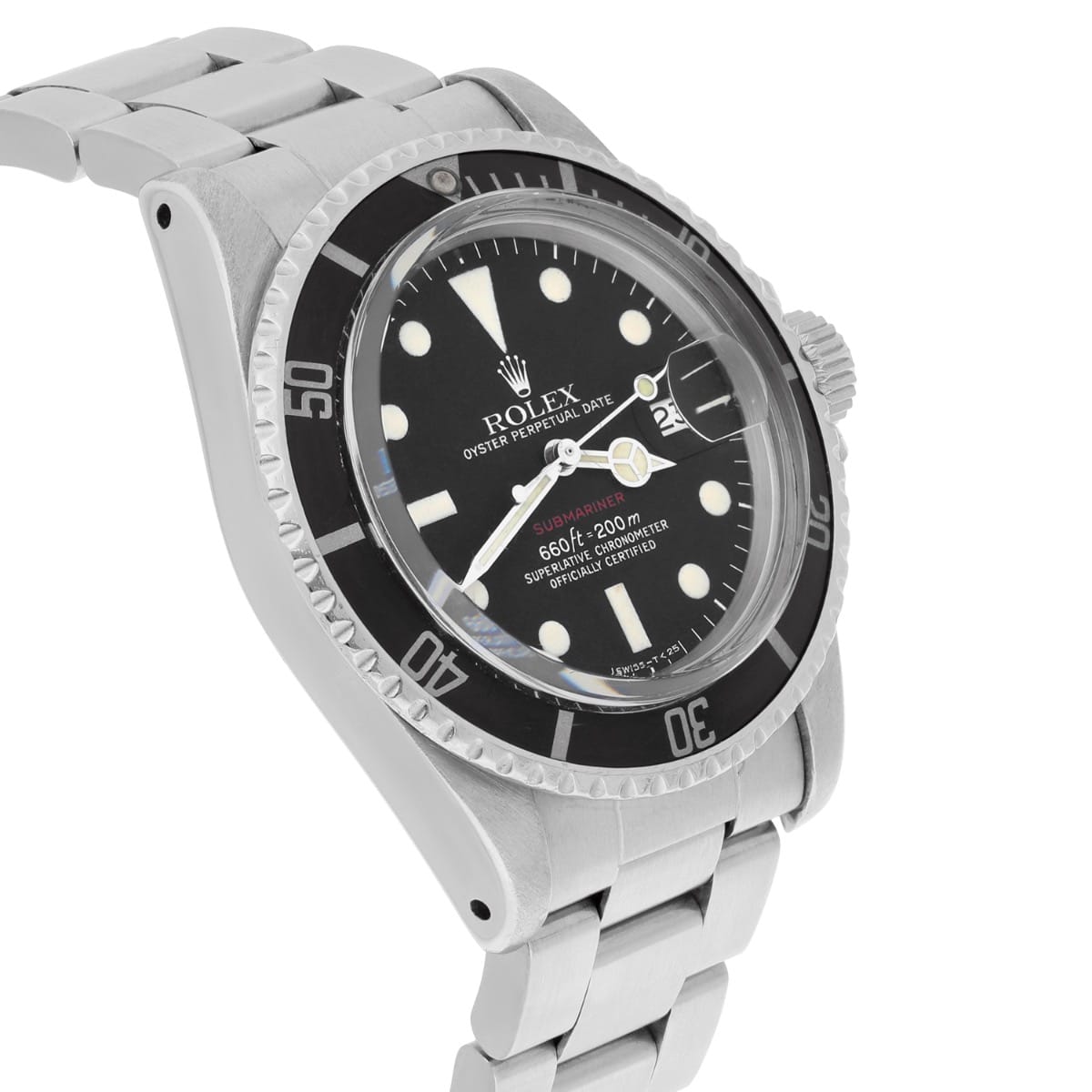 Rolex 40mm 'Red Submariner' 1680 Stainless Steel Black Watch 'Feet First' 1978