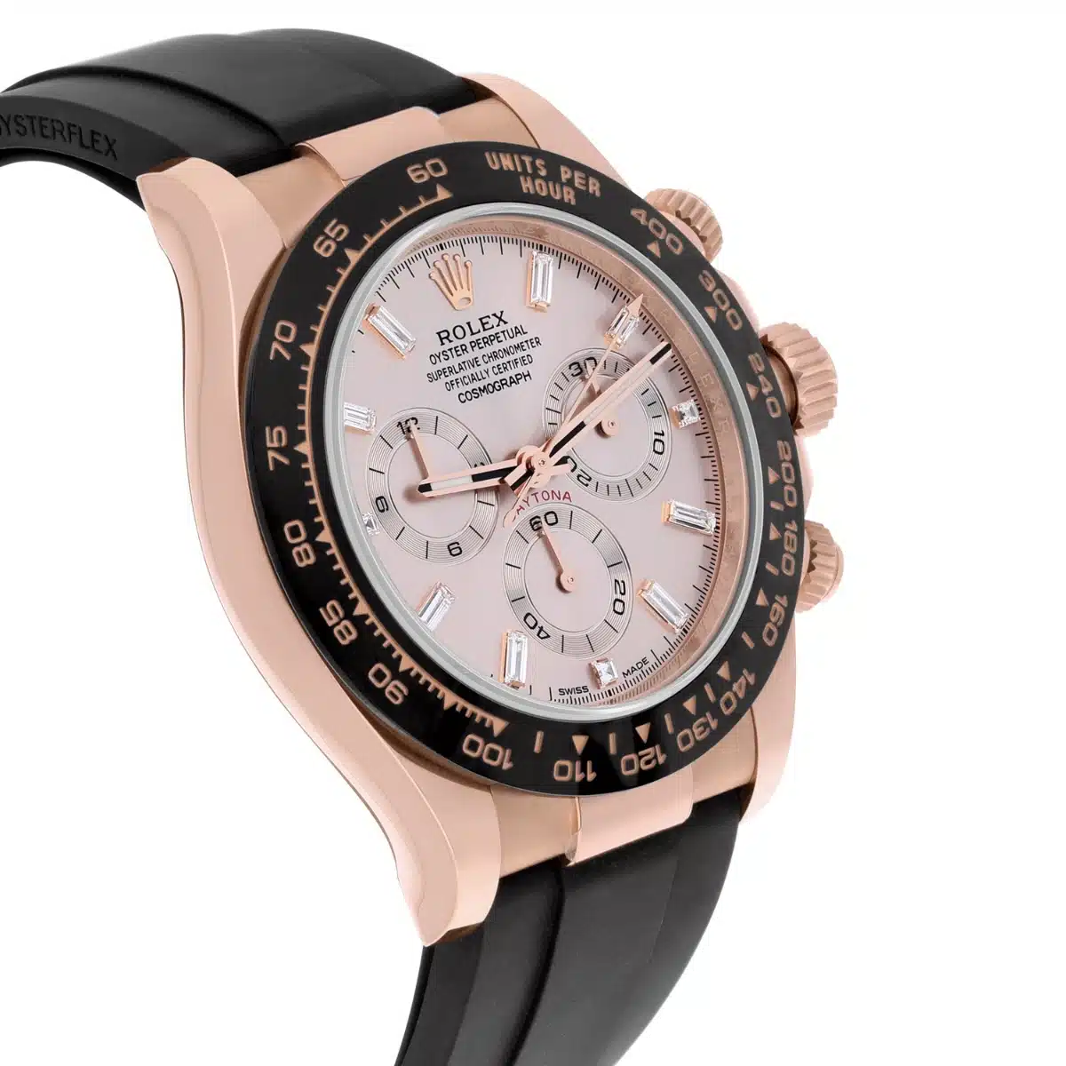 Rolex Daytona Rose Gold Sunburst Baguette Dial Oysterflex 116515LN Complete – image 5