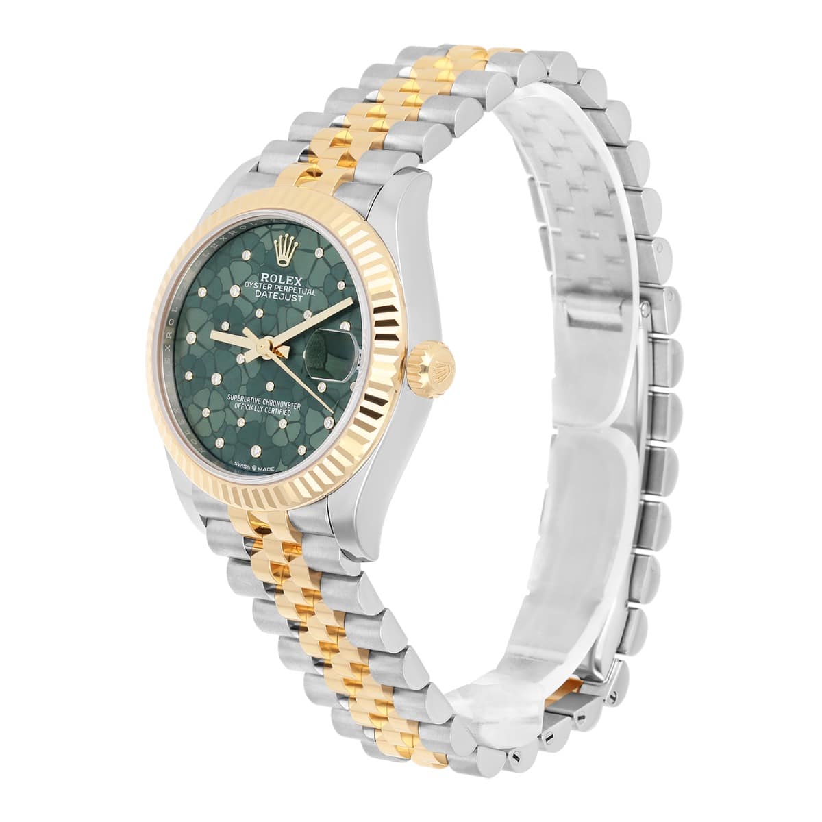 Rolex Datejust 31mm 278273-0032 Stainless Steel and Yellow Gold with Green Floral Diamond Dial 2023