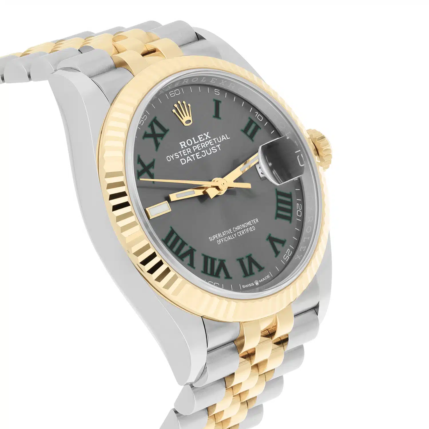 Rolex Datejust 36 Two-Tone Yellow Gold Fluted Bezel Wimbledon Dial B/P 126233 – image 5