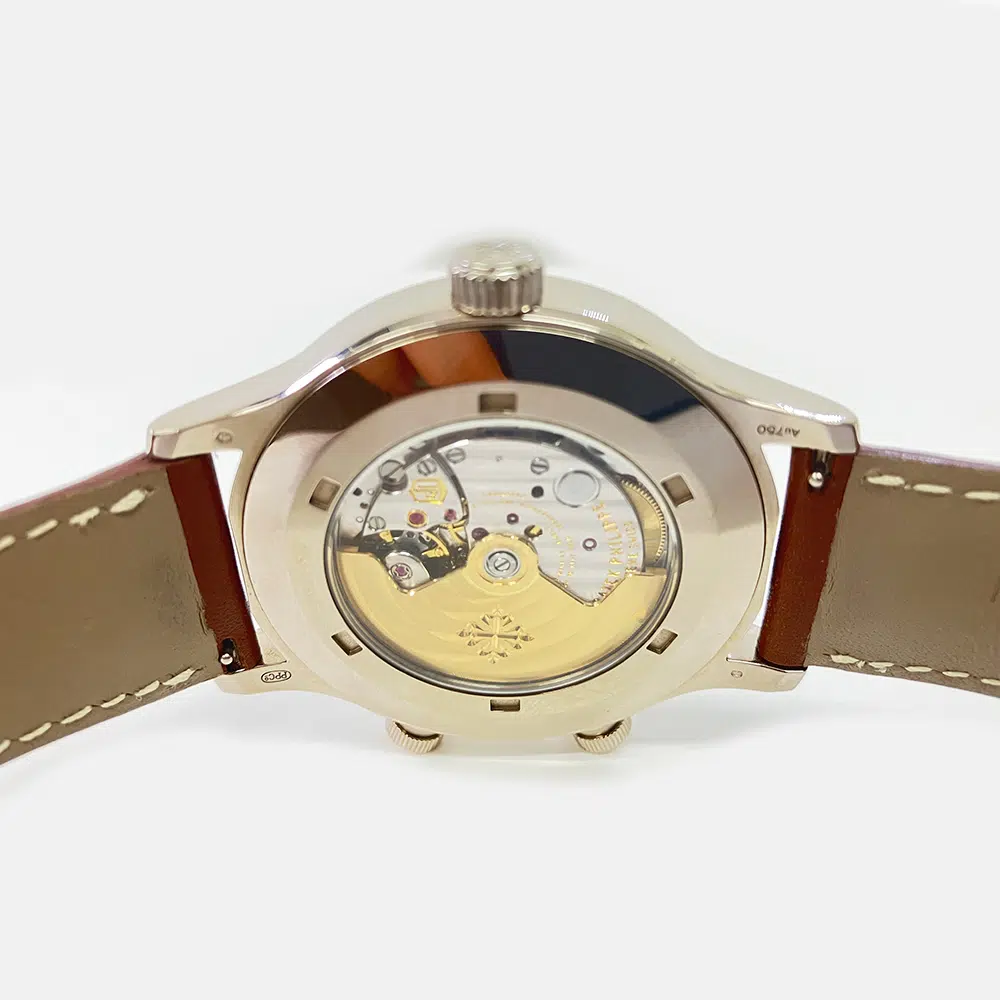 Patek Philippe Calatrava Travel Time 5524G-001 White Gold with Brown Leather Watch Blue Dial – image 6