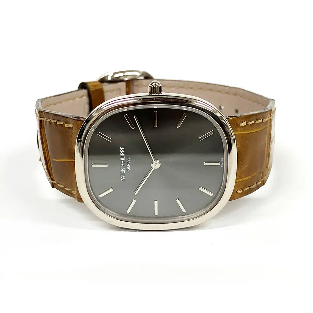 Patek Philippe Golden Ellipse 3738G-100 White Gold With Brown Leather Watch Grey Dial – image 2