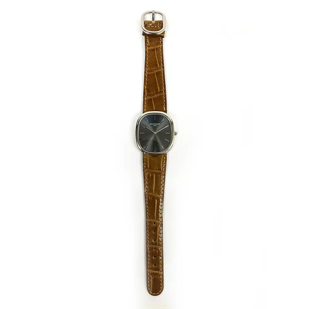 Patek Philippe Golden Ellipse 3738G-100 White Gold With Brown Leather Watch Grey Dial – image 3