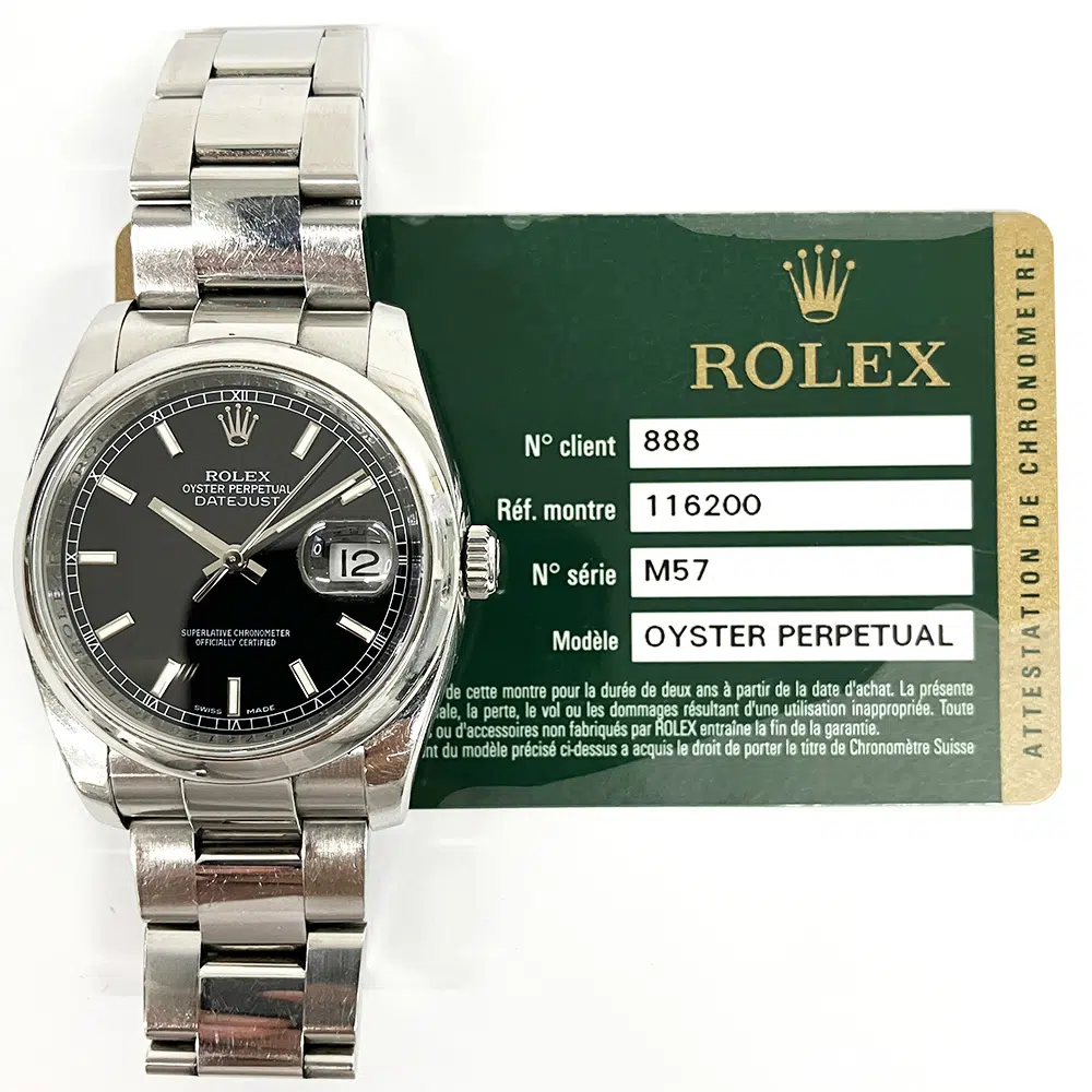 Rolex Datejust Perpetual 116200 36mm Stainless Steel with Black Dial Watch 2008 – image 2