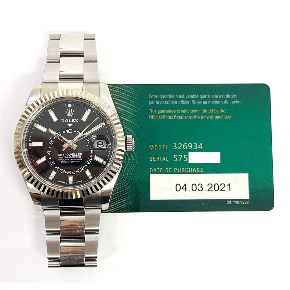 Rolex Sky-Dweller Black Dial 326934 Oyster Stainless Steel Watch White Gold Bezel 2021 – image 3