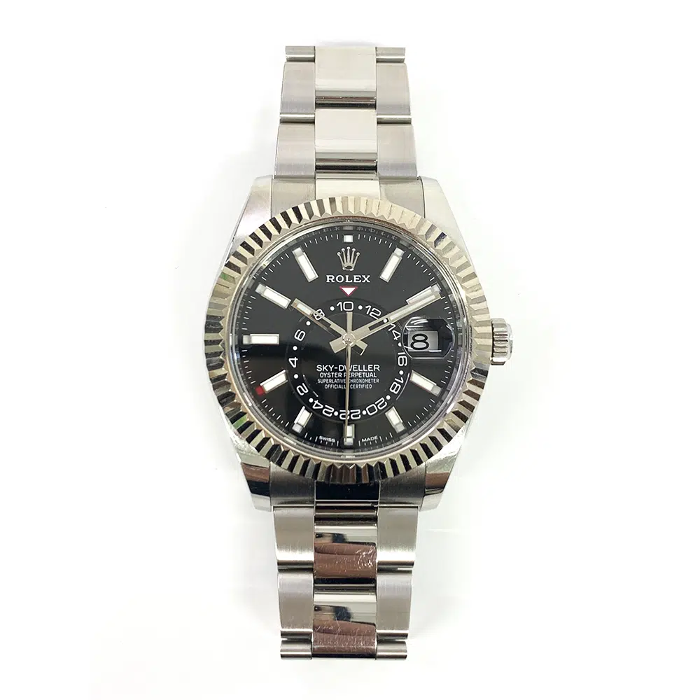 Rolex Sky-Dweller Black Dial 326934 Oyster Stainless Steel Watch White Gold Bezel 2021 – image 2