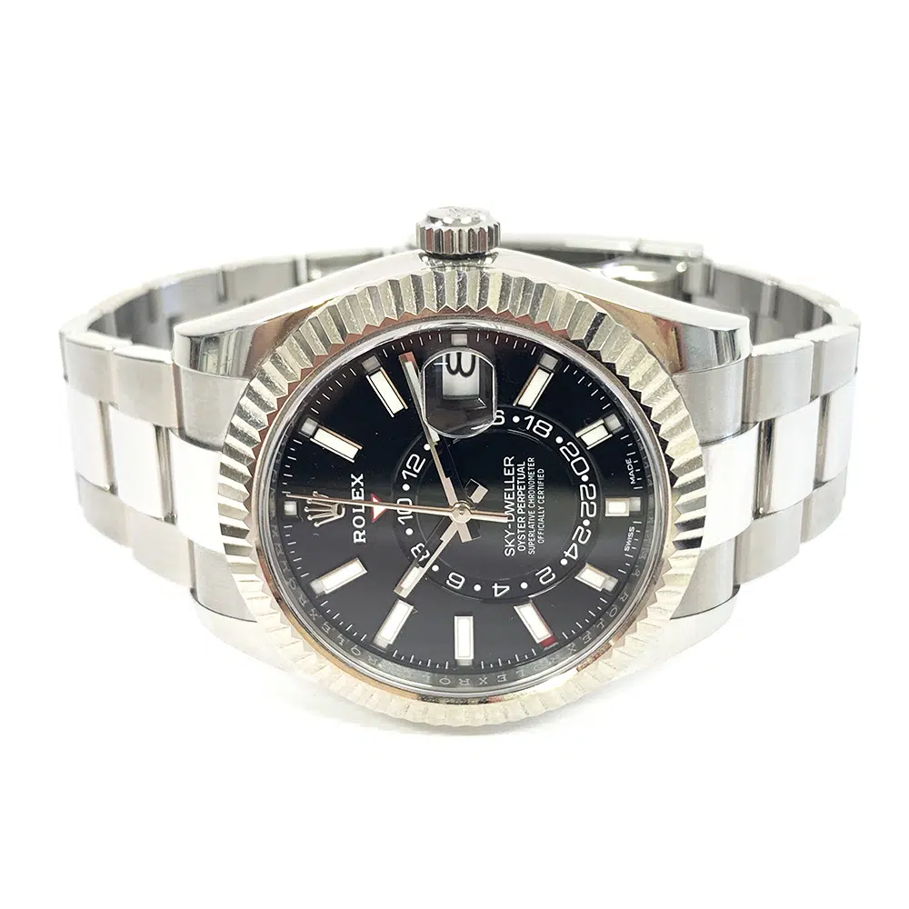 Rolex Sky-Dweller Black Dial 326934 Oyster Stainless Steel Watch White Gold Bezel 2021 – image 4