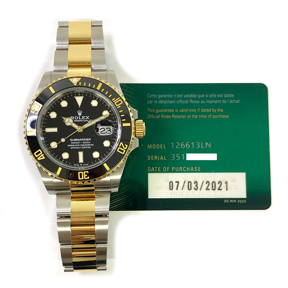 Rolex Submariner Date Black Dial 41mm 126613LN Stainless Steel & Yellow Gold Oyster Watch MINT 2021