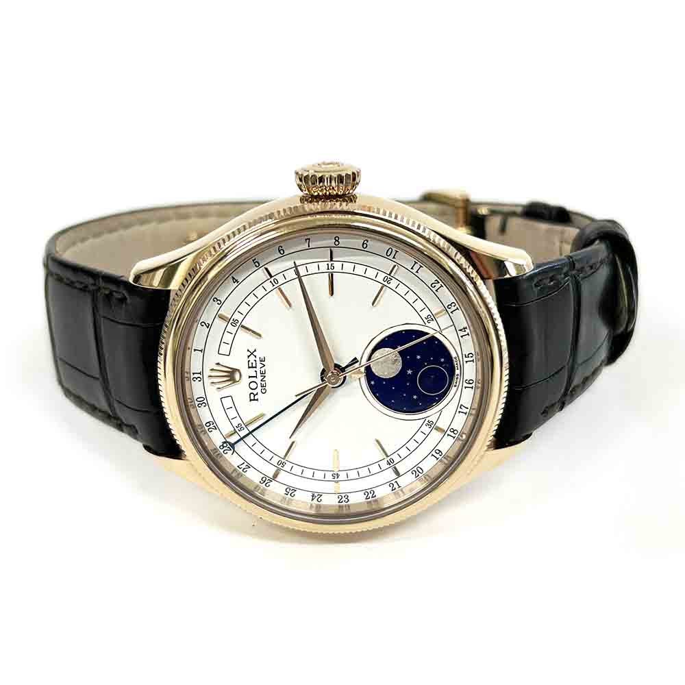 Rolex Cellini Moonphase 39mm 50535 18K Rose Gold with White Dial Watch 2019