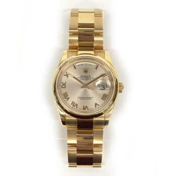 Rolex Day-Date 118205 36mm Oyster Rose Gold Watch Champagne Roman Dial 2004