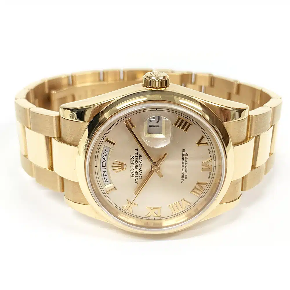 Rolex Day-Date 118205 36mm Oyster Rose Gold Watch Champagne Roman Dial 2004 – image 3