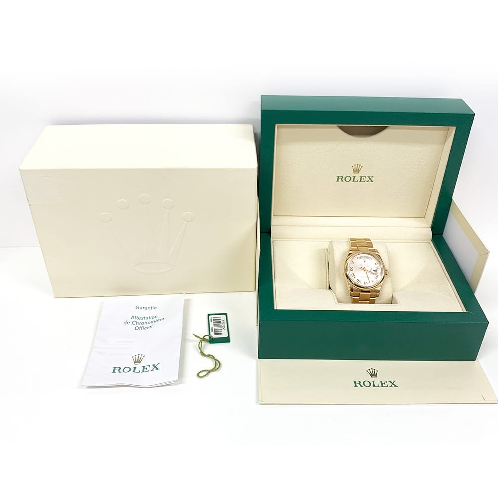 Rolex Day-Date 118205 36mm Oyster Rose Gold Watch Champagne Roman Dial 2004