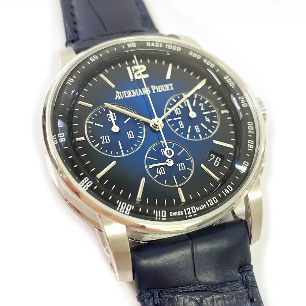 Audemars Piguet Code 11.59 Chronograph 26393BC.OO.A002KB.01 White Gold With Blue Leather Watch Blue Dial MINT 2022 – image 4
