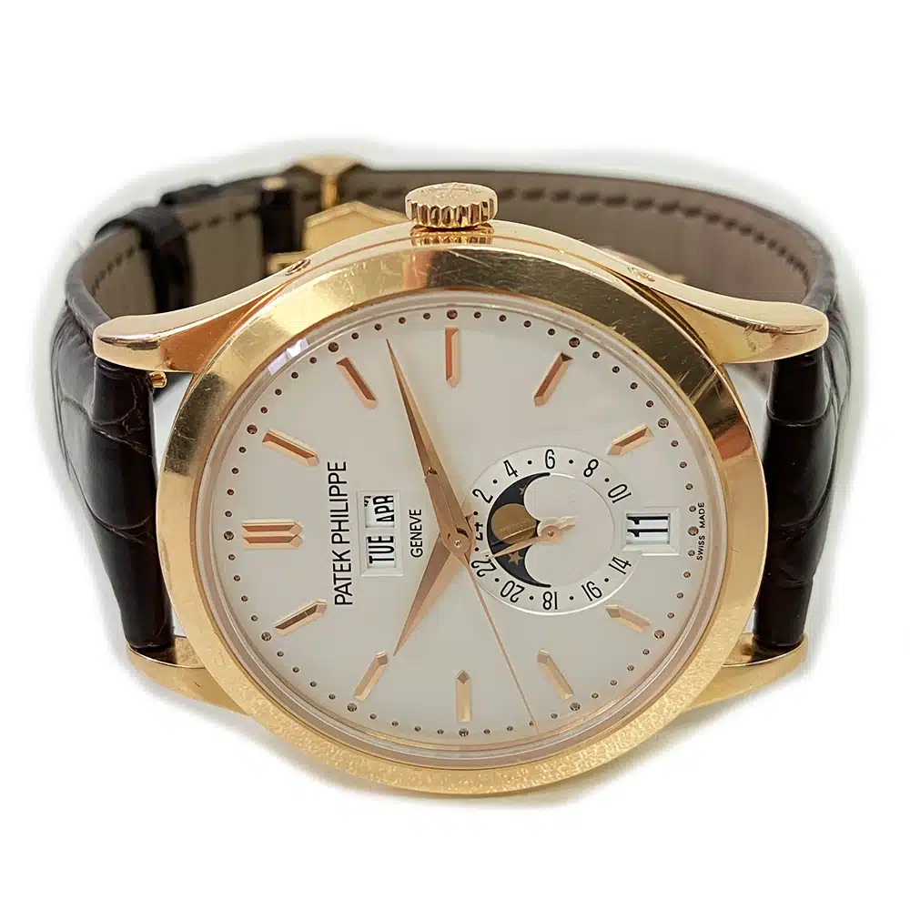 Patek Philippe Complications Annual Calendar 38.5mm 5396R-011 Rose Gold with Brown Leather Watch Silver Dial – image 3