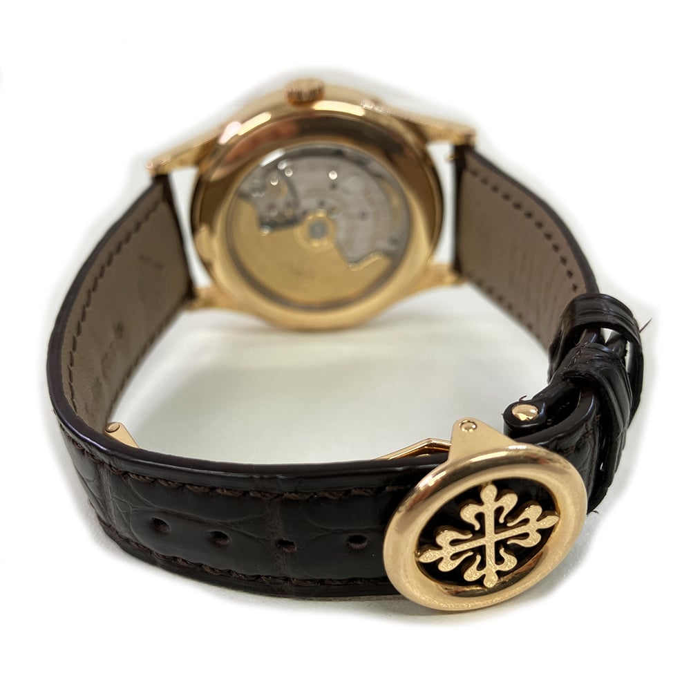 Patek Philippe Complications Annual Calendar 38.5mm 5396R-011 Rose Gold with Brown Leather Watch Silver Dial