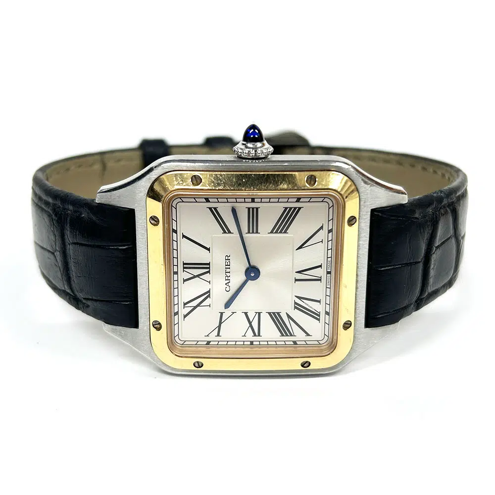 Cartier Santos-Dumont W2SA0011 Stainless Steel & Rose Gold Watch Silver Roman Dial – image 2