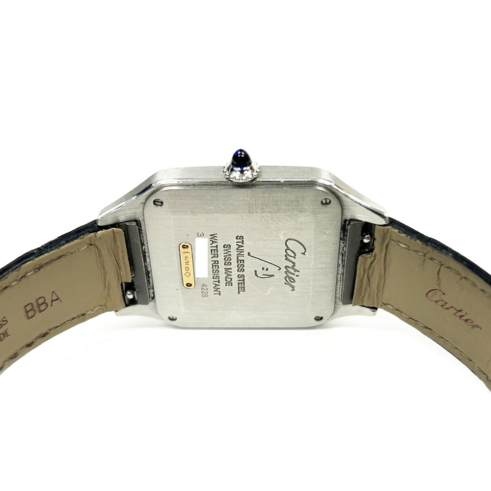 Cartier Santos-Dumont W2SA0011 Stainless Steel & Rose Gold Watch Silver Roman Dial