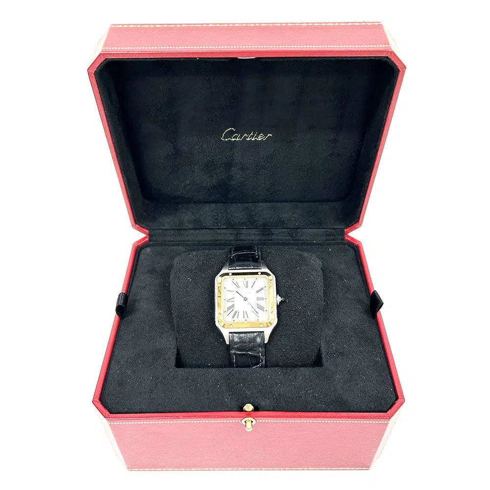 Cartier Santos-Dumont W2SA0011 Stainless Steel & Rose Gold Watch Silver Roman Dial – image 6