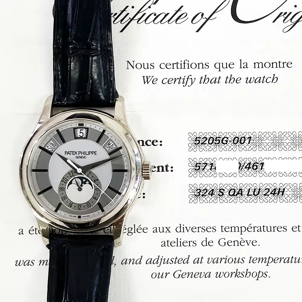 Patek Philippe Complications Annual Calendar 40mm 5205G-001 White Gold With Blue Leather Watch Grey Dial 2014 – image 2