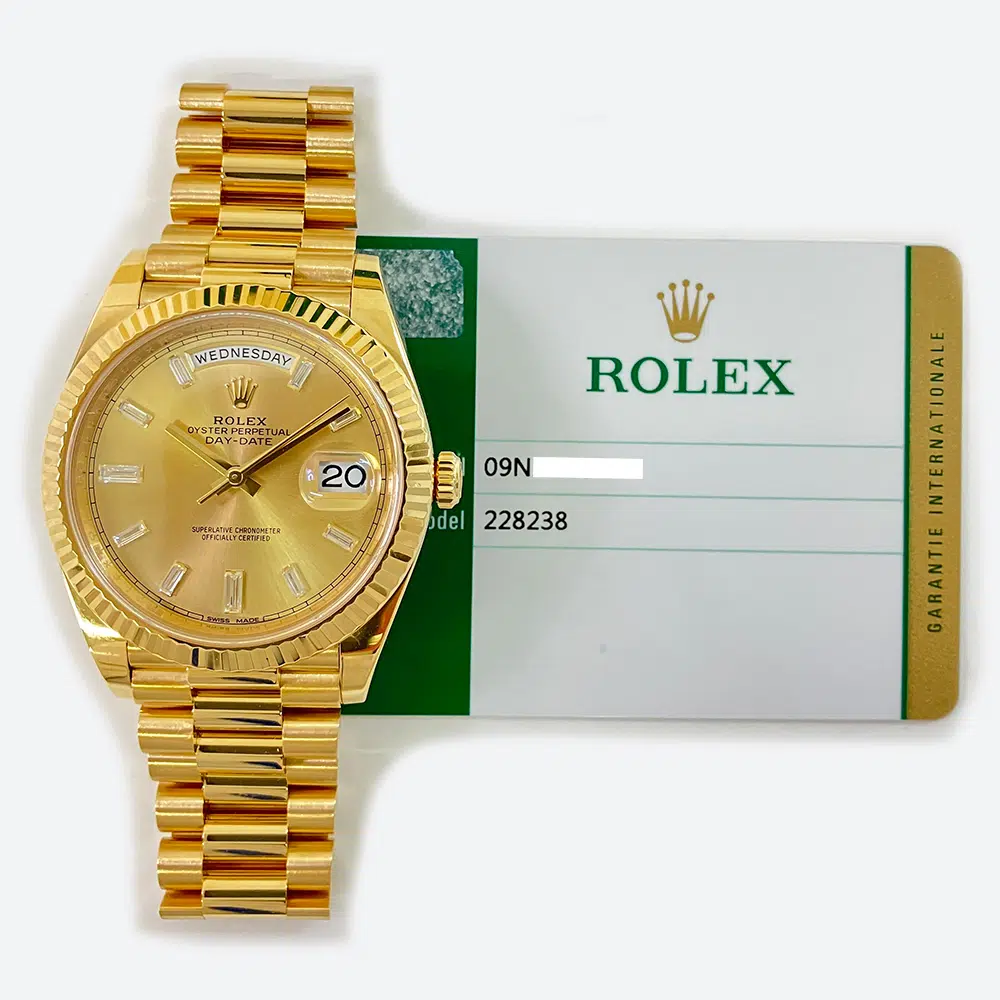Rolex Day-Date President 40mm 228238-0005 YG Fluted Bezel Champagne Diamond Dial President Bracelet 2015 – image 2