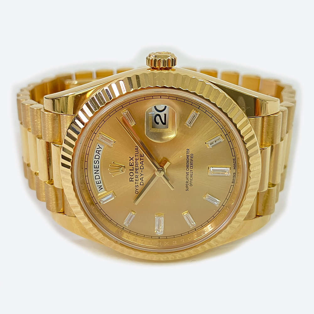 Rolex Day-Date President 40mm 228238-0005 YG Fluted Bezel Champagne Diamond Dial President Bracelet 2015