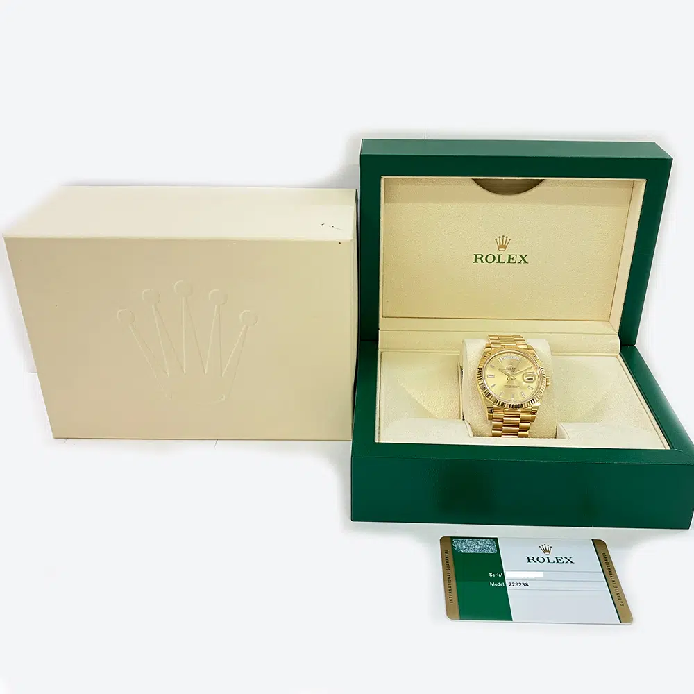 Rolex Day-Date President 40mm 228238-0005 YG Fluted Bezel Champagne Diamond Dial President Bracelet 2015 – image 8