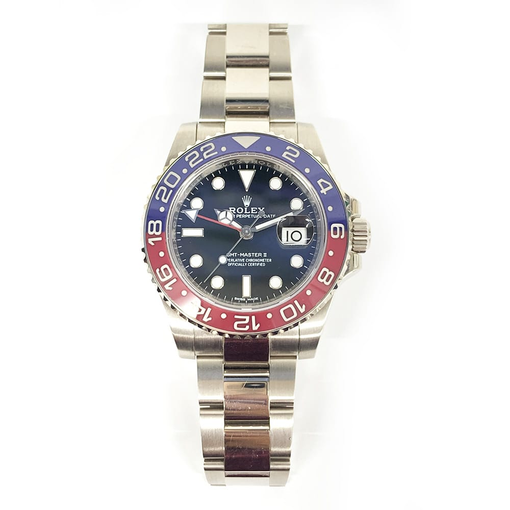 Rolex GMT-Master II Pepsi Bezel 116719BLRO Oyster White Gold Men's Watch Black Dial 2018