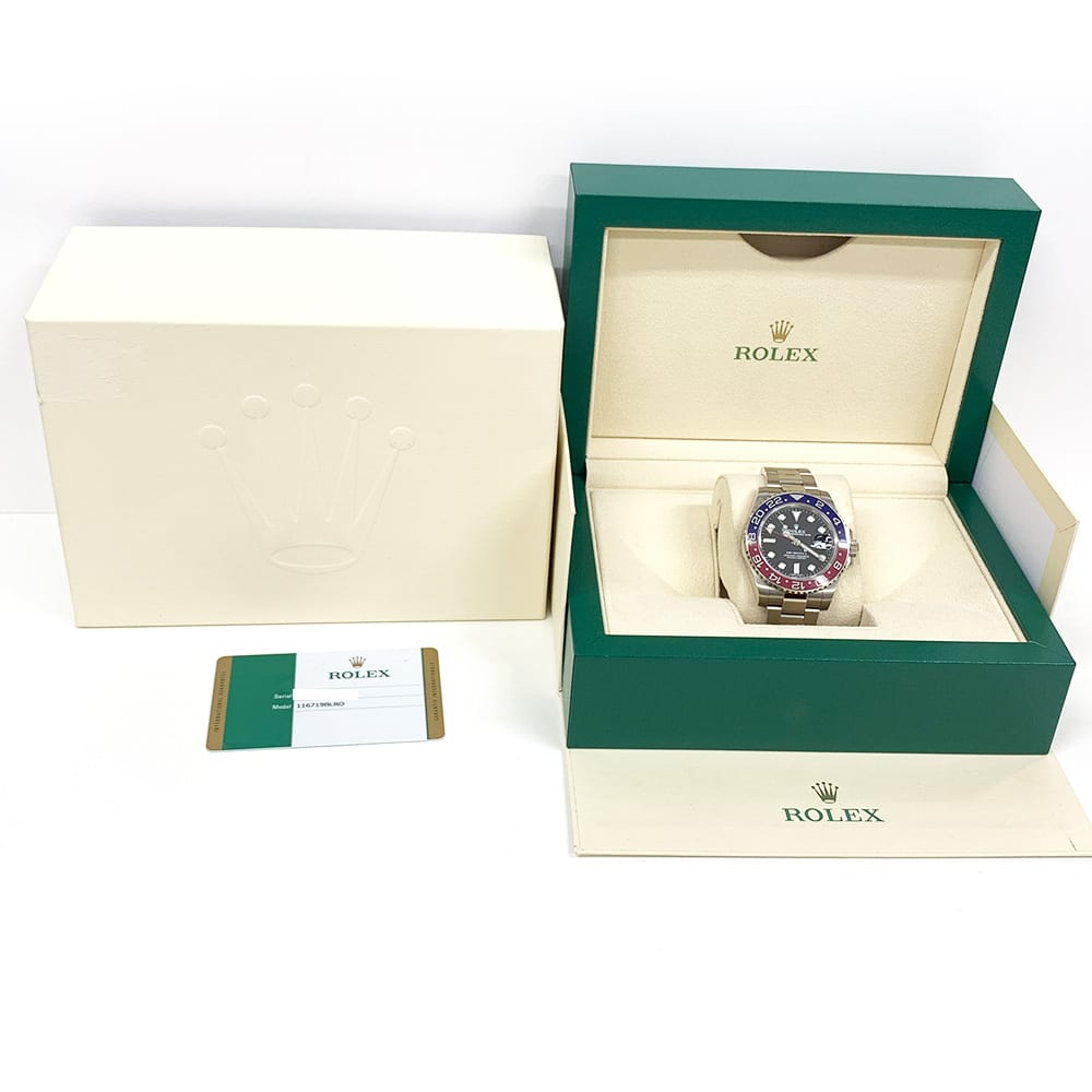 Rolex GMT-Master II Pepsi Bezel 116719BLRO Oyster White Gold Men's Watch Black Dial 2018