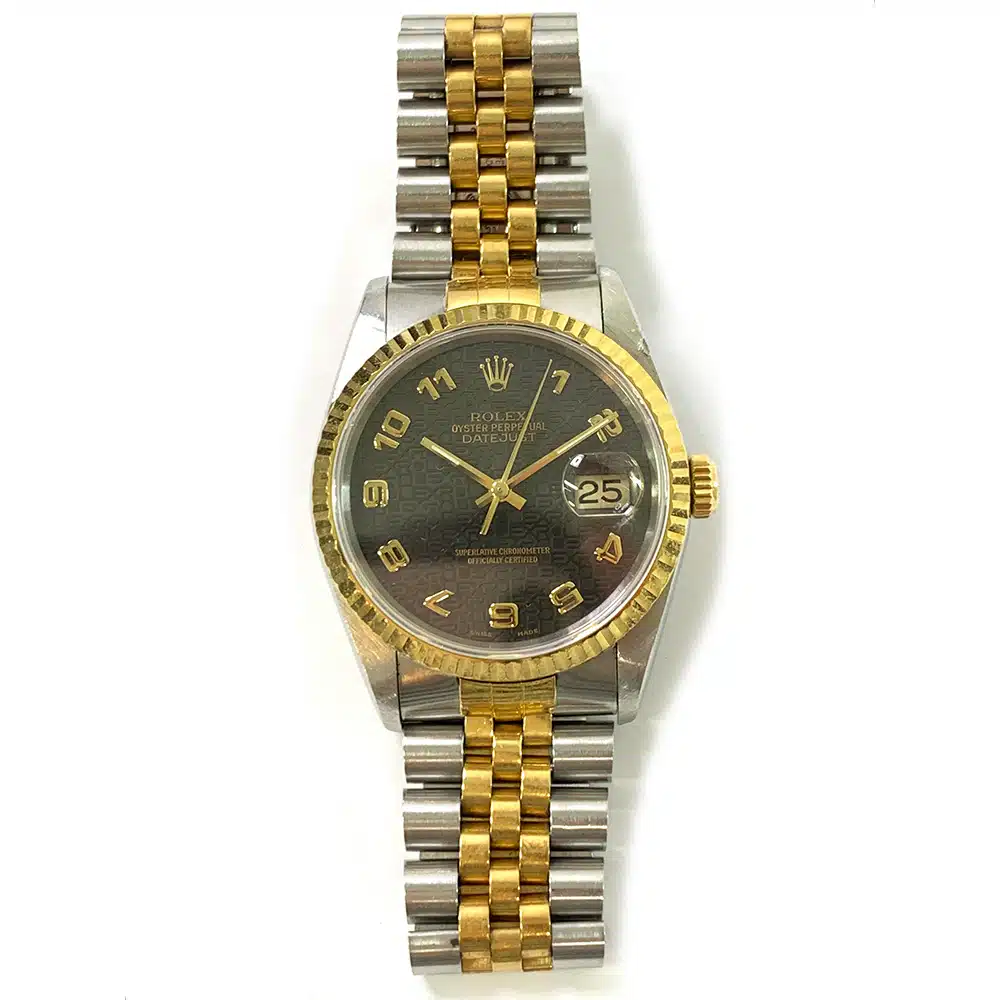 Rolex Datejust 36mm 16233 Jubilee Stainless Steel & Yellow Gold Watch Black Arabic Dial 1992 – image 3