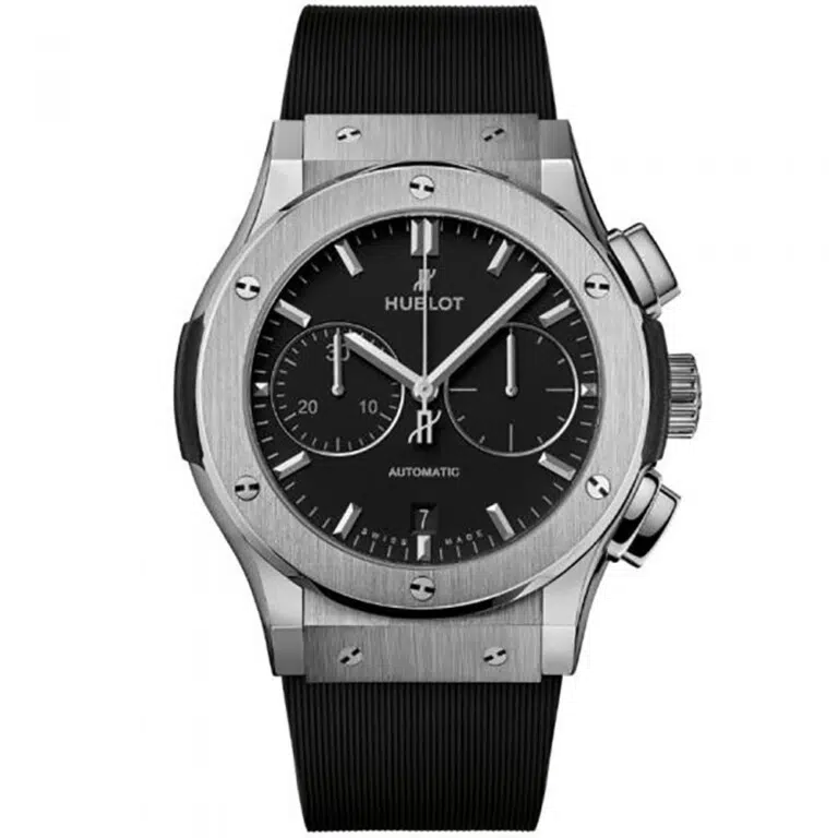 Hublot Classic Fusion 521.NX.1171.RX Titanium with Black Rubber Watch Black Dial