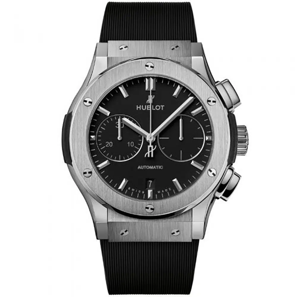 Hublot Classic Fusion 521.NX.1171.RX Titanium with Black Rubber Watch Black Dial