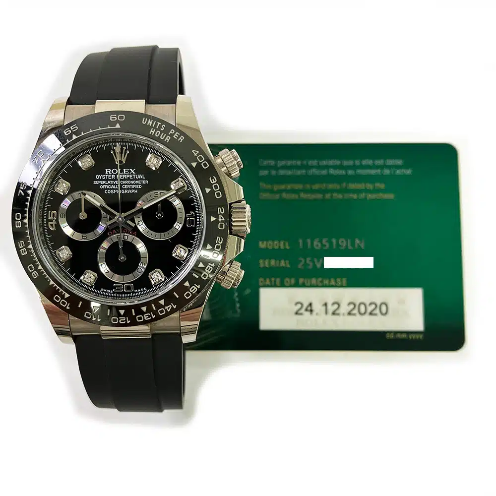 Rolex Daytona Black Diamond Dial 40mm White Gold 116519LN  Black Rubber Men's Watch 2020 – image 2