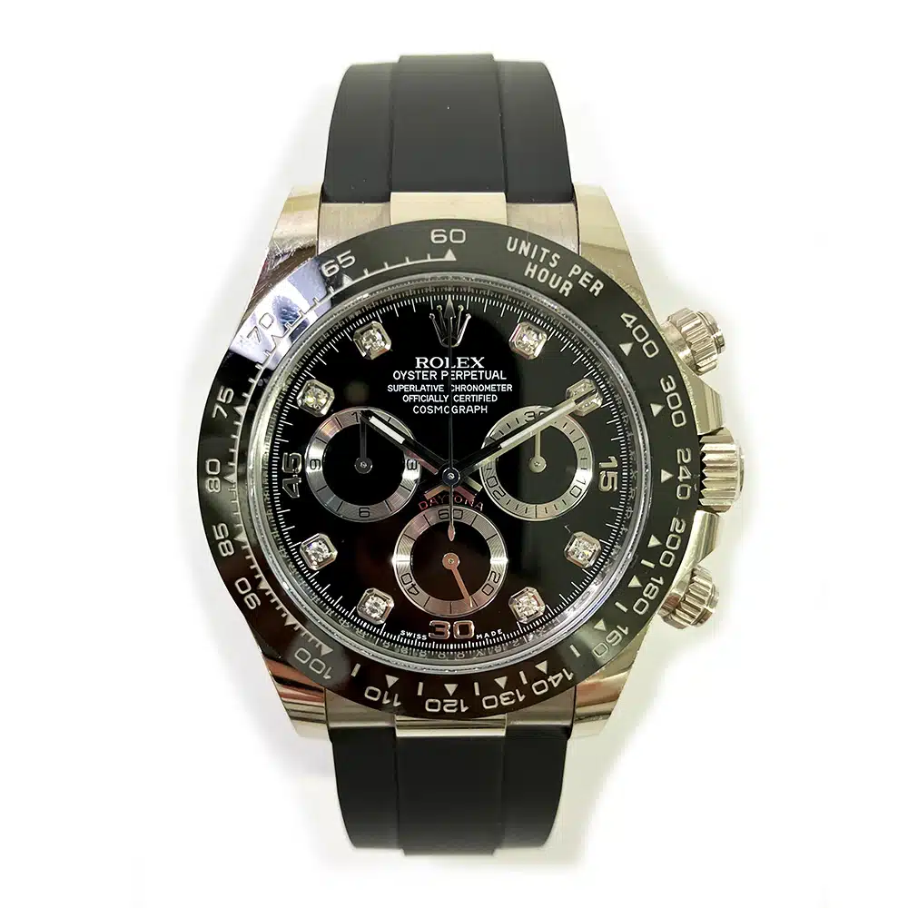 Rolex Daytona Black Diamond Dial 40mm White Gold 116519LN  Black Rubber Men's Watch 2020 – image 3