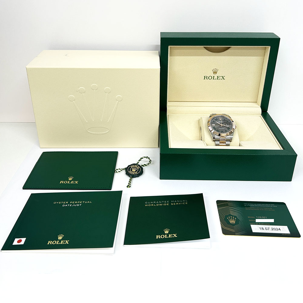 Rolex Datejust 41mm 126301 Oyster Stainless Steel & Rose Gold Watch Wimbledon (Grey) Roman Dial 2024