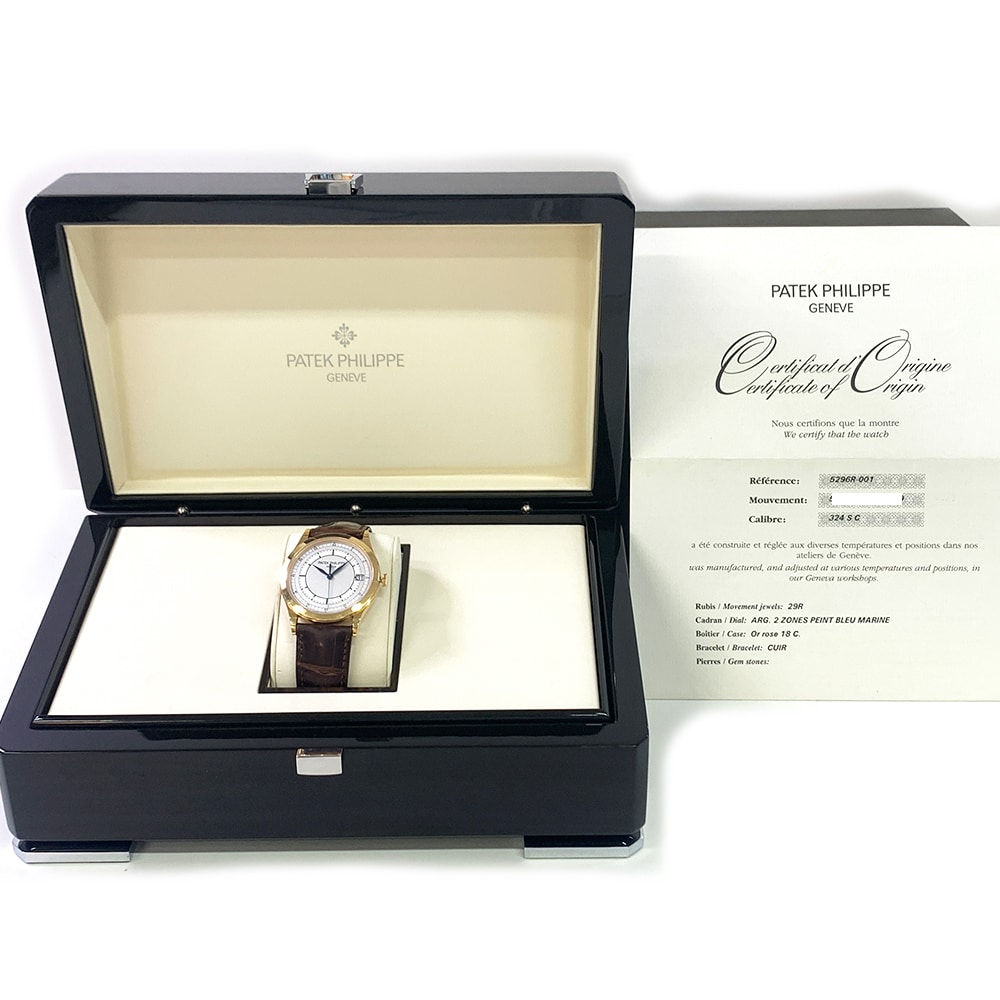 Patek Philippe Calatrava 5296R-001 Rose Gold with Brown Leather Watch Silver Dial 2018