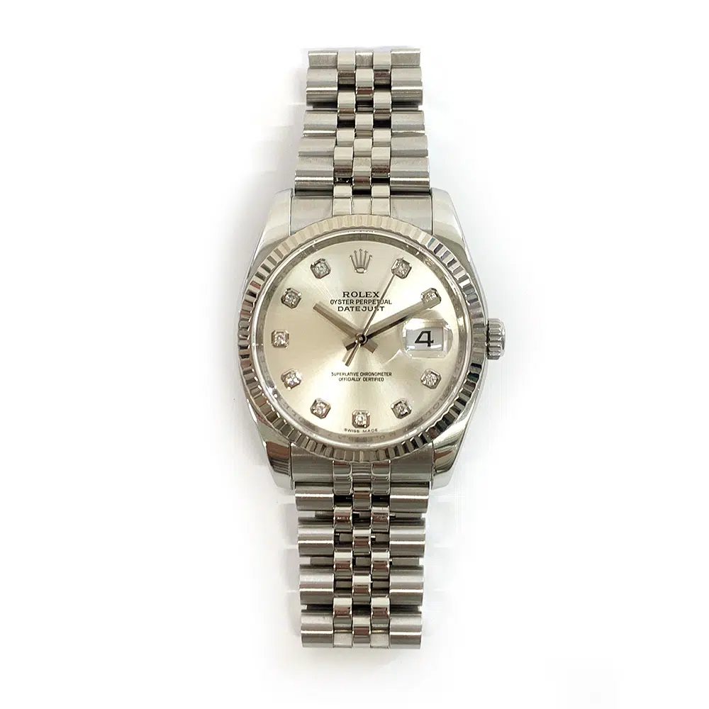 Rolex Datejust 36mm Jubilee 116234G Stainless Steel with Silver Diamond Dial Watch 2007 – image 3