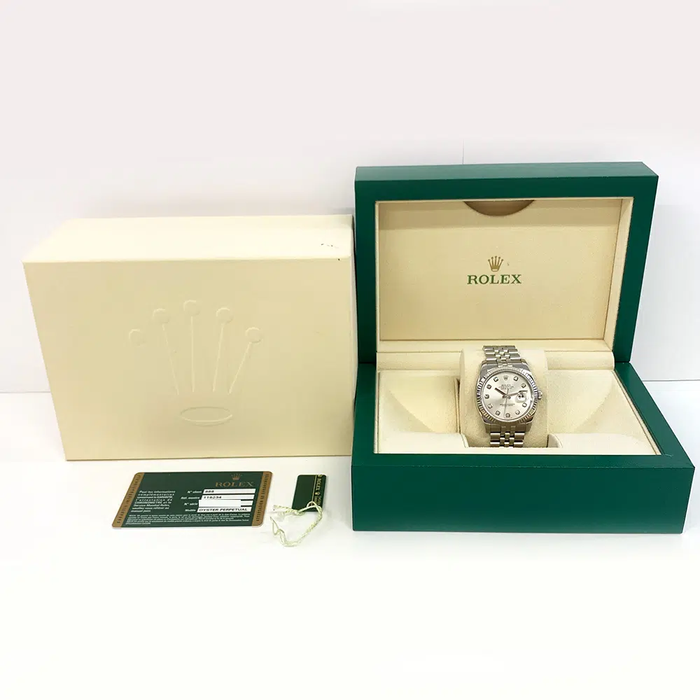 Rolex Datejust 36mm Jubilee 116234G Stainless Steel with Silver Diamond Dial Watch 2007 – image 8
