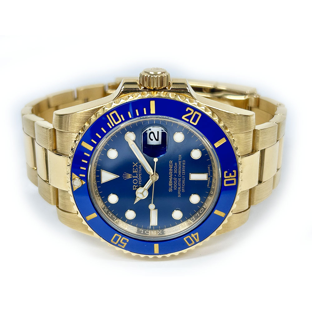 Rolex Submariner Blue Dial 40mm 116618LB Yellow Gold Oyster Watch 2019